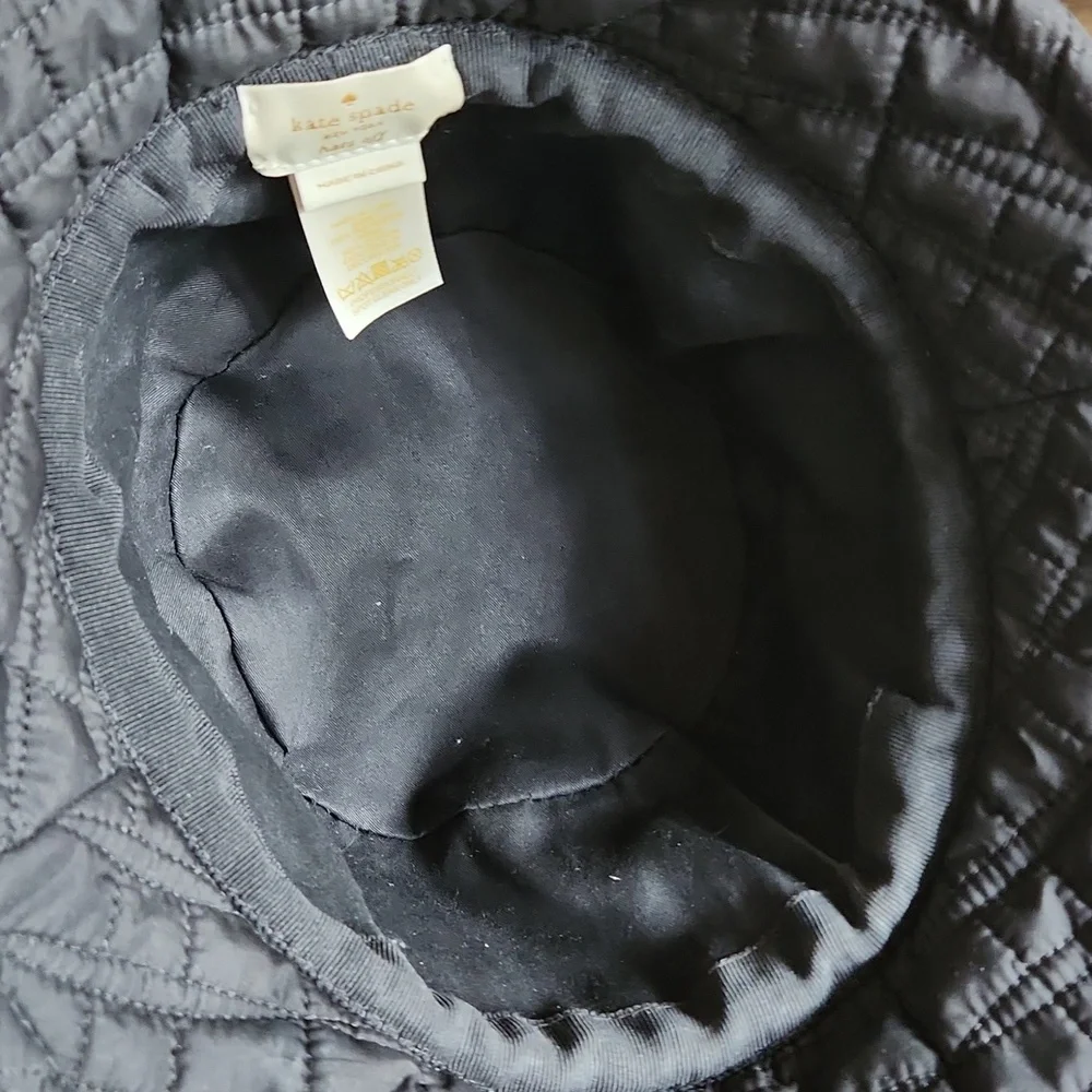 Kate Spade Black Quilted Bucket Hat with Bow - Picture 5 of 9